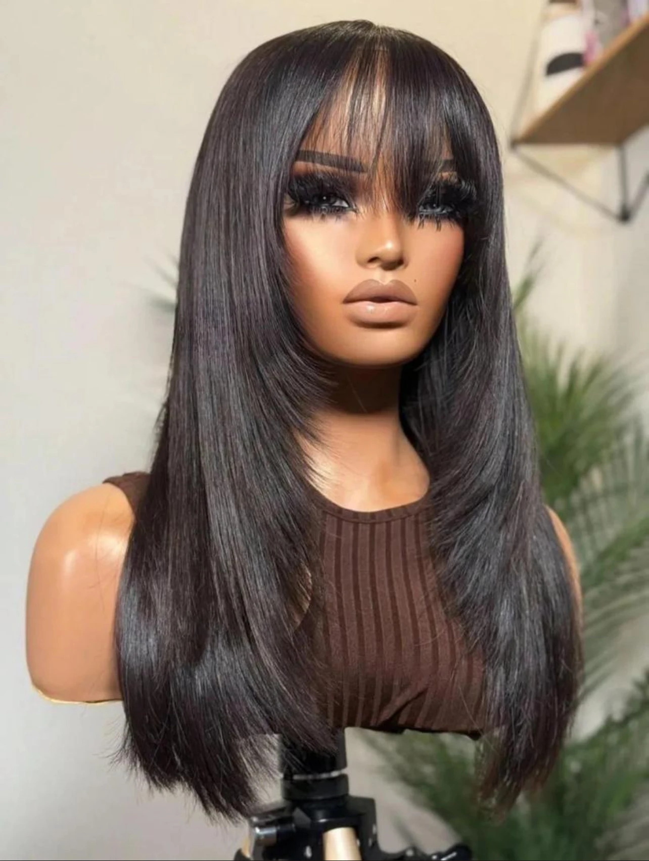 Fringe Layer Cut Bone Straight Hair 16 Inches