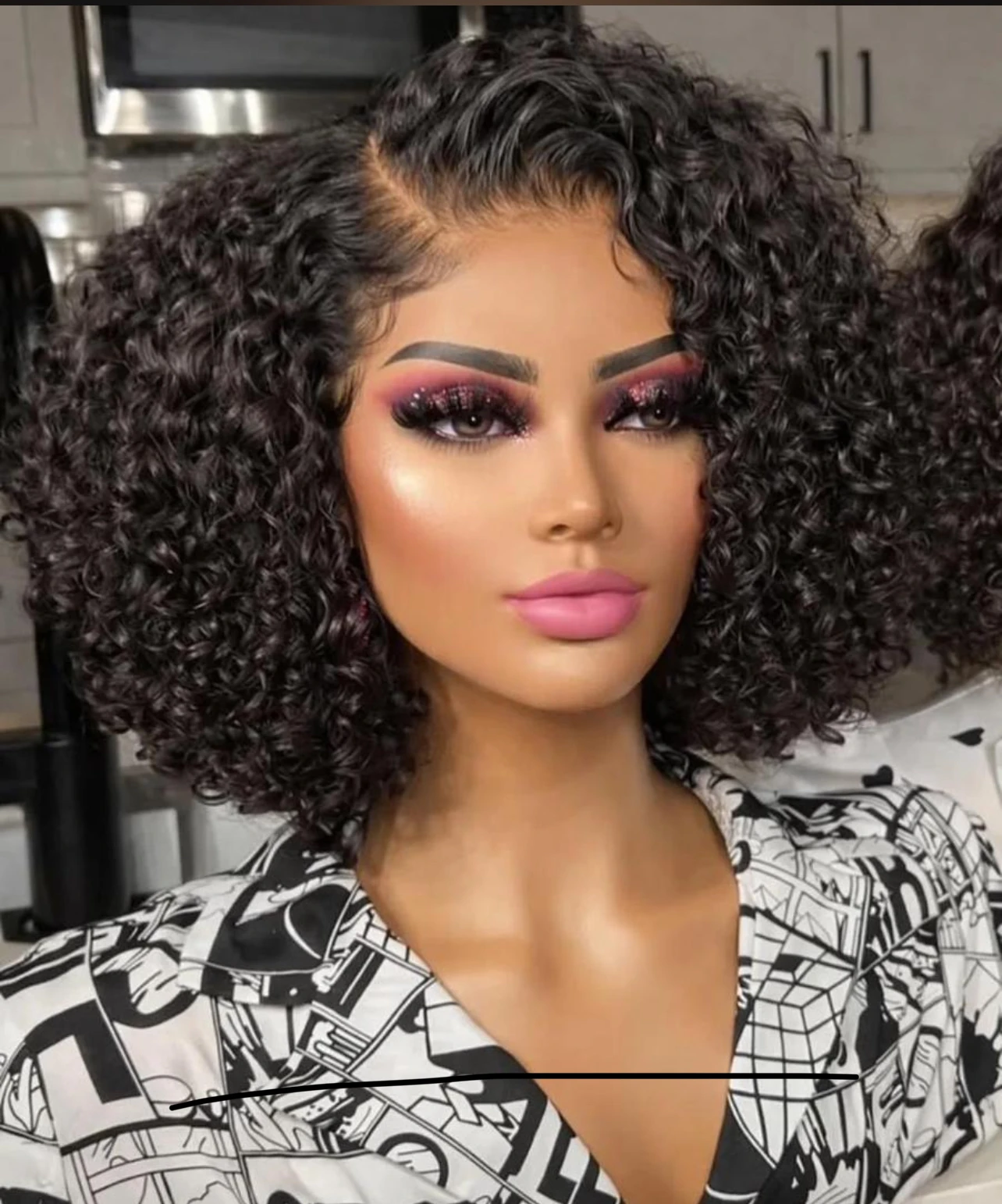 Glueless Eurasian Kinky Curly Hair Wig