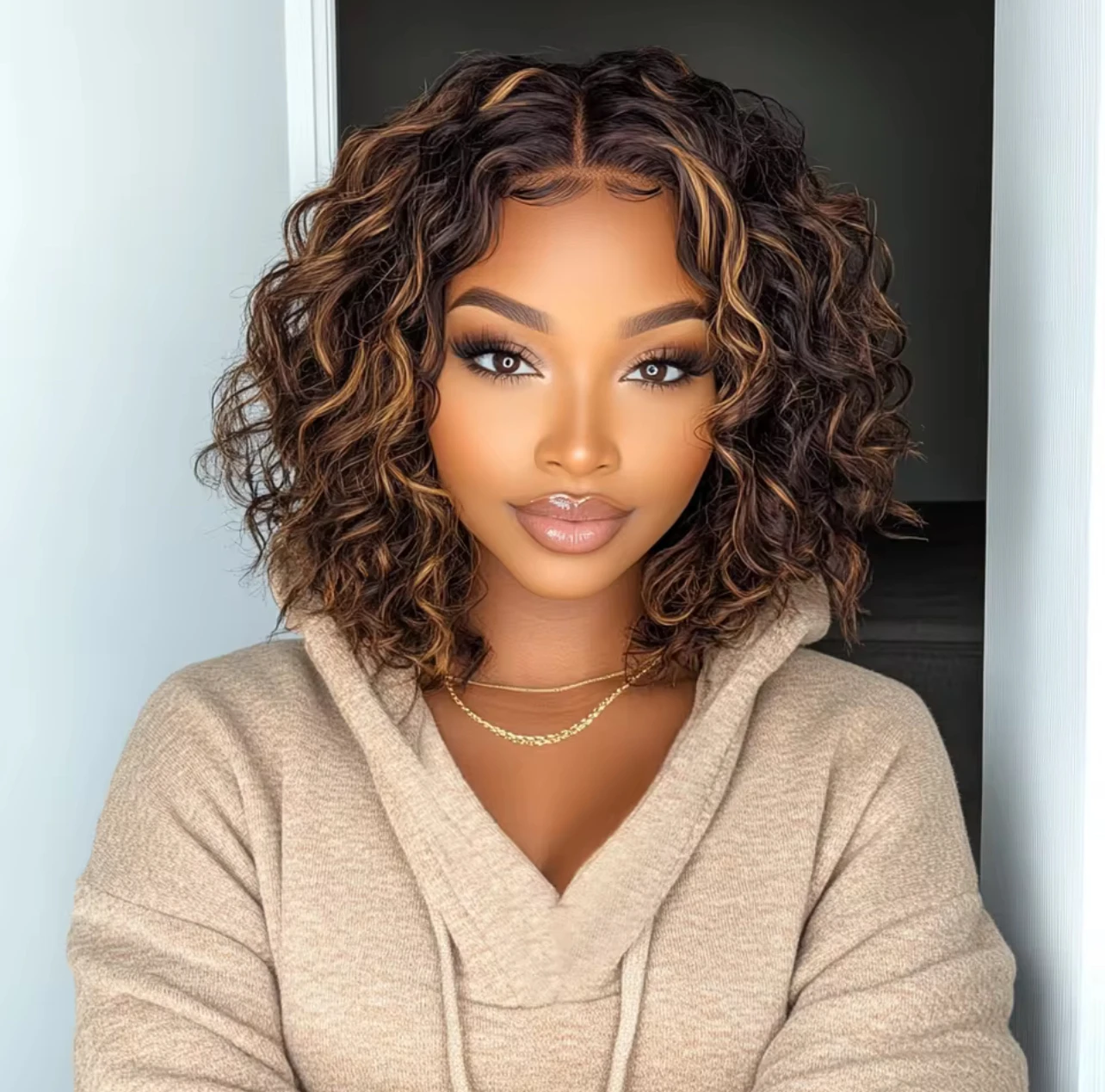 Brazilian Curly Closure Wig 12 Inch